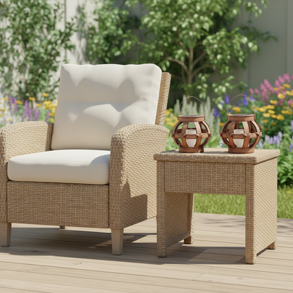 LED Light, (2 Stuks) Tafellamp buiten op zonne-energie - Hout look met LED kaars - IP44