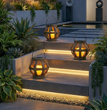 LED Light, (2 Stuks) Tafellamp buiten op zonne-energie - Hout look met LED kaars - IP44