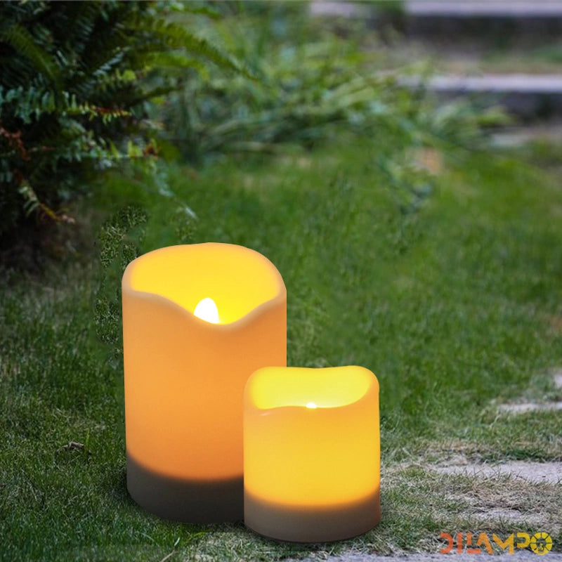 SET OF THREE SOLAR CANDLES - Includes remote control