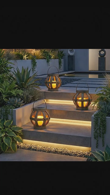 LED Light, (2 Stuks) Tafellamp buiten op zonne-energie - Hout look met LED kaars - IP44